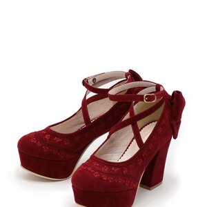 LIZ LISA Cross Strap Pumps Bordeaux L