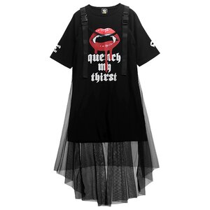 LISTEN FLAVOR Vampire See-Through Dress Black