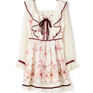 LIZ LISA English Rose Frilly Shoulder Dress White