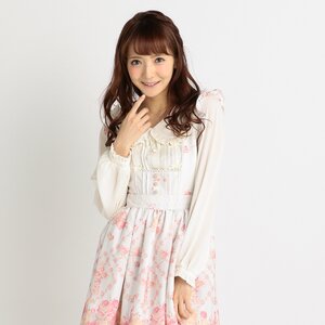 LIZ LISA Floral Cross Pattern Pinafore Dress Blue