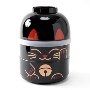 Kokeshi Maneki-Neko Bento Boxes Black
