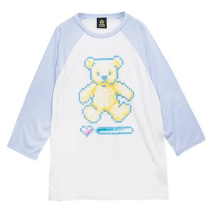 LISTEN FLAVOR 8-Bit Bear Raglan Top White x Blue