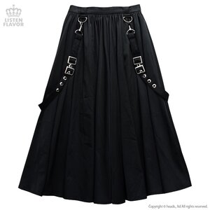 LISTEN FLAVOR Pleated Maxi Skirt w/ Shoulder Straps Black