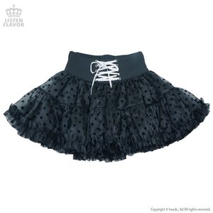 LISTEN FLAVOR Lace-up Tulle Frill Skirt Black Dot