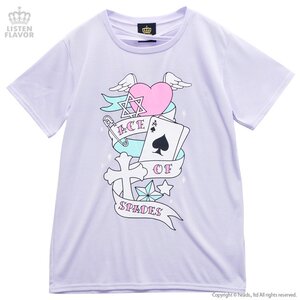 LISTEN FLAVOR Ace of Spades Neck Cross Cutsew Lavender