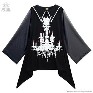 LISTEN FLAVOR Chandelier Tulle Sleeve Dress Black