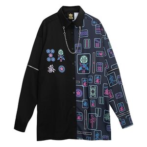 LISTEN FLAVOR Mahjong 2-Way Shirt w/ Chain Black