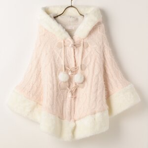 LIZ LISA Inner Plush Bustier Knit Poncho Pink
