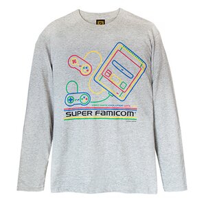 King of Games Super Famicom Gray Long Sleeve T-Shirt Gray w/ Collector's Box & Logo Badge XL