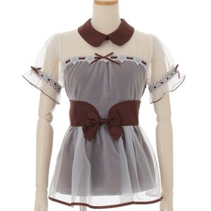 LIZ LISA Velour Ribbon x Organdy Top Brown