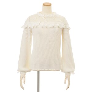 LIZ LISA Ribbon Floral Knit Top White