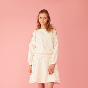 Honey Salon Heart Print Top Ivory