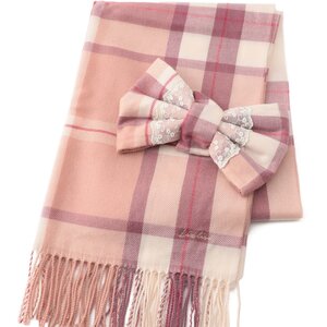 LIZ LISA Plaid Ribbon Scarf Pink