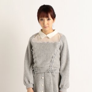 LIZ LISA Fuzzy Lace-Up Top Gray