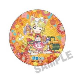 Hatsune Miku x Lucky Cat Mega Tin Badge Stand Art by Rassu Kagamine Rin [Pre-order]