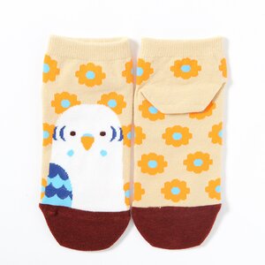 Kotoritachi Budgerigar Printed Socks (Flower Pattern) Beige