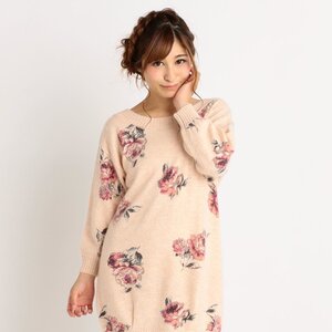 LIZ LISA Floral Angora Blend Sweater Dress Pink