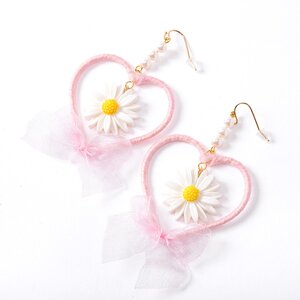Swankiss Daisy Heart Earrings Pink