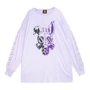 LISTEN FLAVOR Danger Poison Eyelet Long Sleeve T-Shirt Lavender