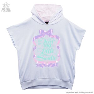 LISTEN FLAVOR Sweet Ribbon Logo Short Sleeve Hoodie Soda Blue