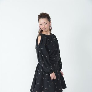 Honey Salon Heart Print Top Black