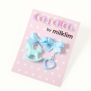 milklim Rocking Horse Clip-On Earrings Light Blue