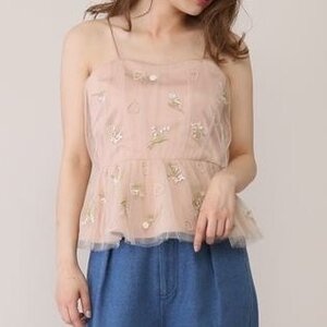 Honey Salon Flower Heart Tulle Bustier Pink Beige