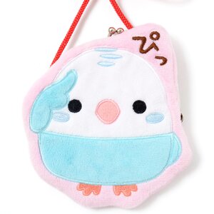 Kotori Tai Appliqué Plush Coin Pouch Blue Budgerigar