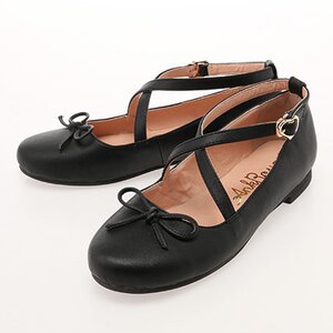 Ank Rouge Toe Ribbon Baby Flats Black L