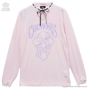 LISTEN FLAVOR Stand-Up Collar Cross Cutsew Baby Pink