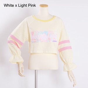 milklim Marshmallow Frilled Sweater White x Light Pink