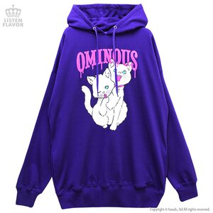 LISTEN FLAVOR Two-Headed Cat Hoodie Purple