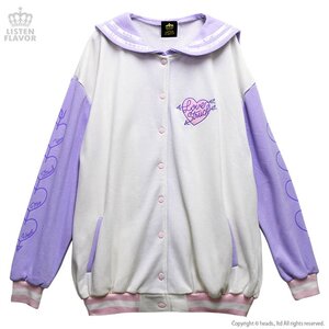 LISTEN FLAVOR Love Struck Sailor Collar Blouson White