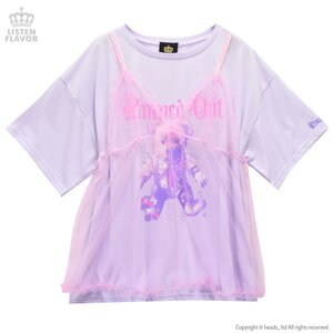LISTEN FLAVOR Frankenbear Cutsew w/ See-Through Camisole Lavender