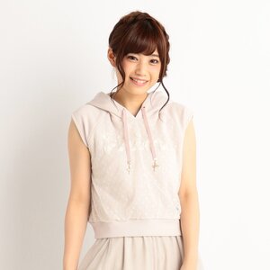 LIZ LISA Sleeveless Tulle Mesh Hoodie Pink