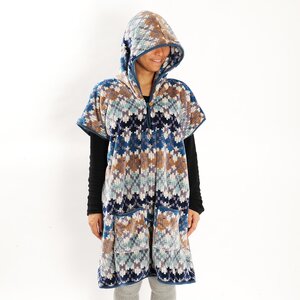 FEEL Micro Flannel Wearable Hooded Blankets Argyle - Navy