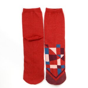Scarf Socks Red Geometry Pattern