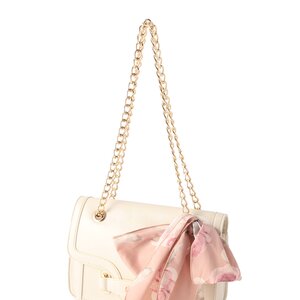 LIZ LISA Glossy Chain Strap Bag w/ Scarf White