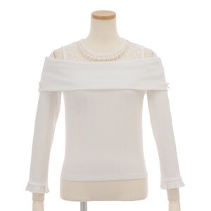 LIZ LISA Ribbed Top w/ Necklace White