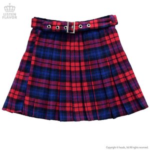 LISTEN FLAVOR Pleated Skirt w/ Belt Red