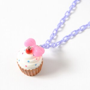 milklim Handmade Ribbon Cupcake Necklace Lavender Chain