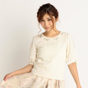 LIZ LISA Jeweled Puff Sleeve Top (White) White