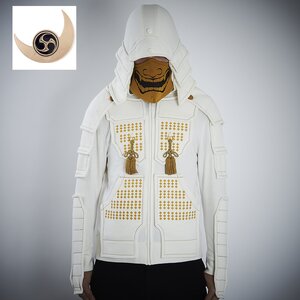 Samurai Armor Hoodie Set ＜White＞ L Hoodie / Yellow Mask / Tatemono Crest B