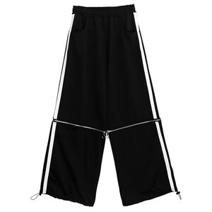 LISTEN FLAVOR 2-Way Side Line Jersey Pants Black