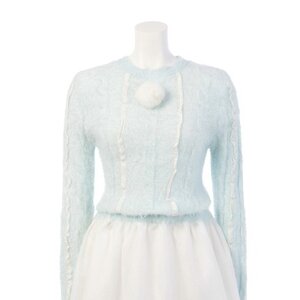 Swankiss Lace & Cable Knit Dress Sax