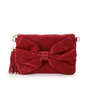 LIZ LISA Ribbon Clutch Bag w/ Shoulder Strap Bordeaux