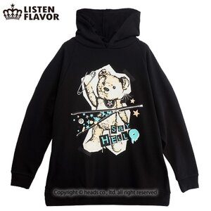 LISTEN FLAVOR Devil Zipper Bear Hoodie Black