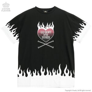 LISTEN FLAVOR Fiery Heart Cutsew Black