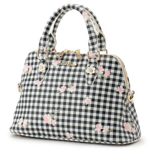 LIZ LISA Round Gingham Flower Bag Black