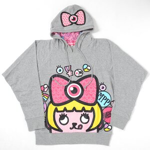 Mameshi Pamyu Pamyu Tehepero PowaPowa Fleece Lined Dolman Hoodie Heather gray